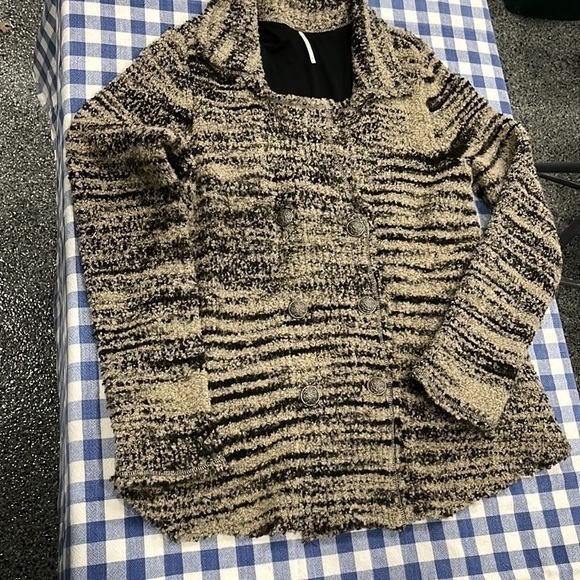 Free people zebra net button up sweater women’s size‎ large - Picture 4 of 11